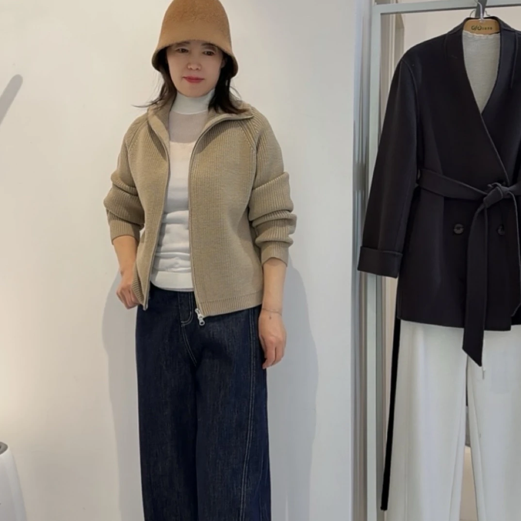 印象草原秋冬直筒阔腿女牛仔裤时尚显瘦牛仔蓝女秋冬新款女库