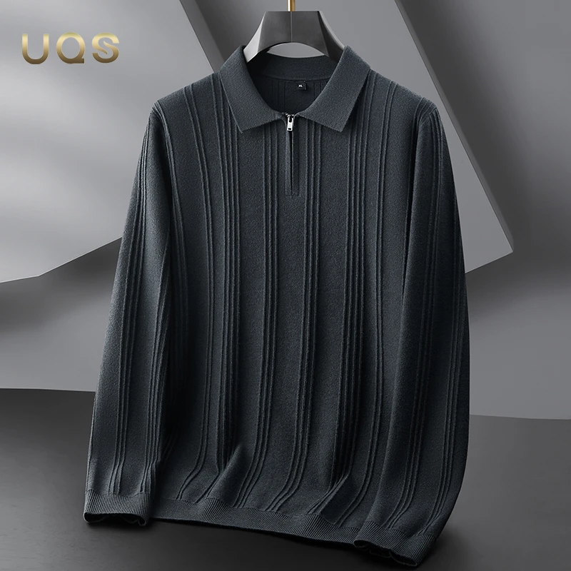 秋冬新款男士POLO衫时尚半拉链领亲肤大码宽松舒适简约休闲日常款