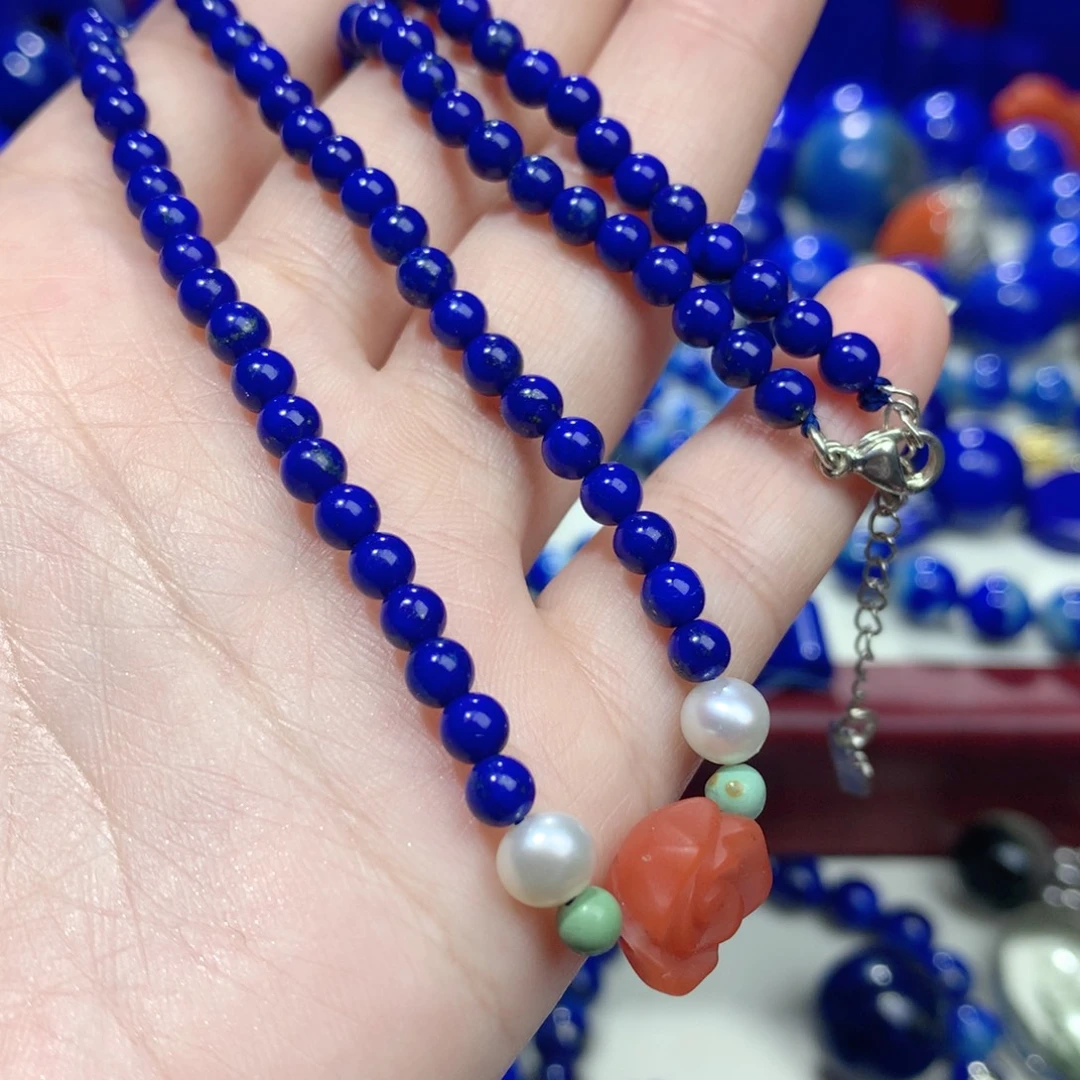 青金石未镶嵌4.3项链定制