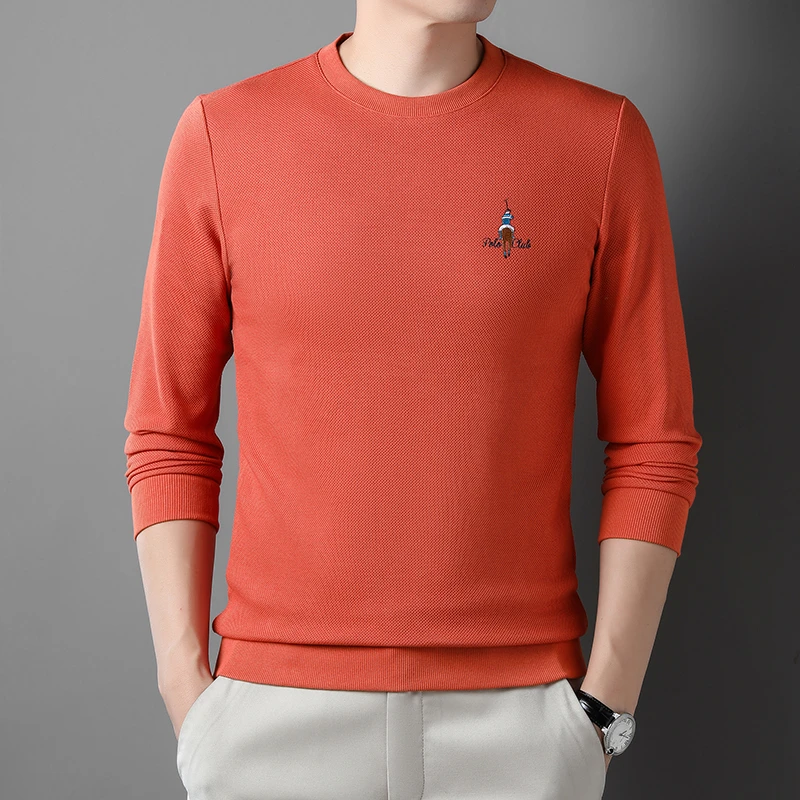 保罗新款春季高档主推菠萝纹男士长袖圆领卫衣时尚休闲百搭潮流