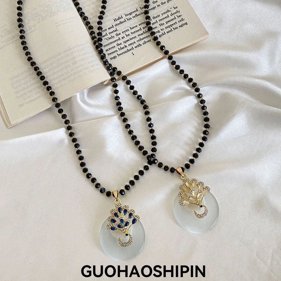 非金属仿水晶项链 韩版轻奢百搭秋冬长款毛衣链