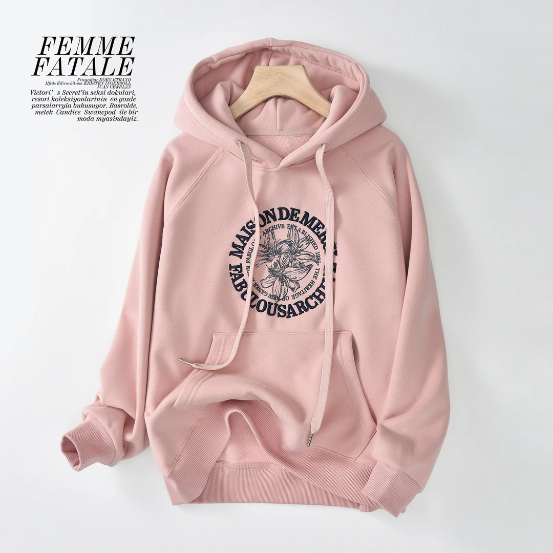 加绒休闲连帽卫衣女2025新款爆款高级感洋气减龄长袖上衣3039