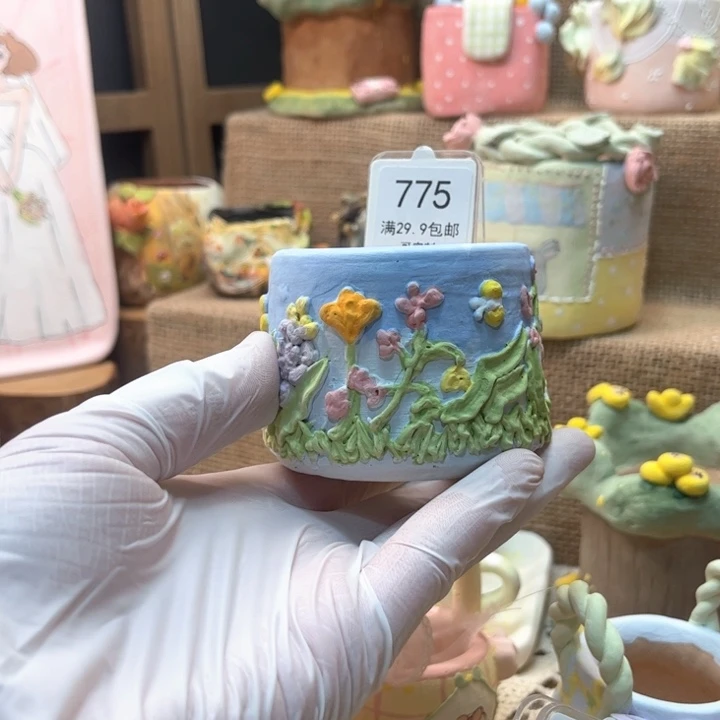 小*775蛋糕花盆手绘