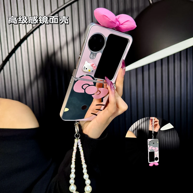 适用oppofindn3flip手机壳新款n3flip套oppo可爱kt猫diy镜子ins女