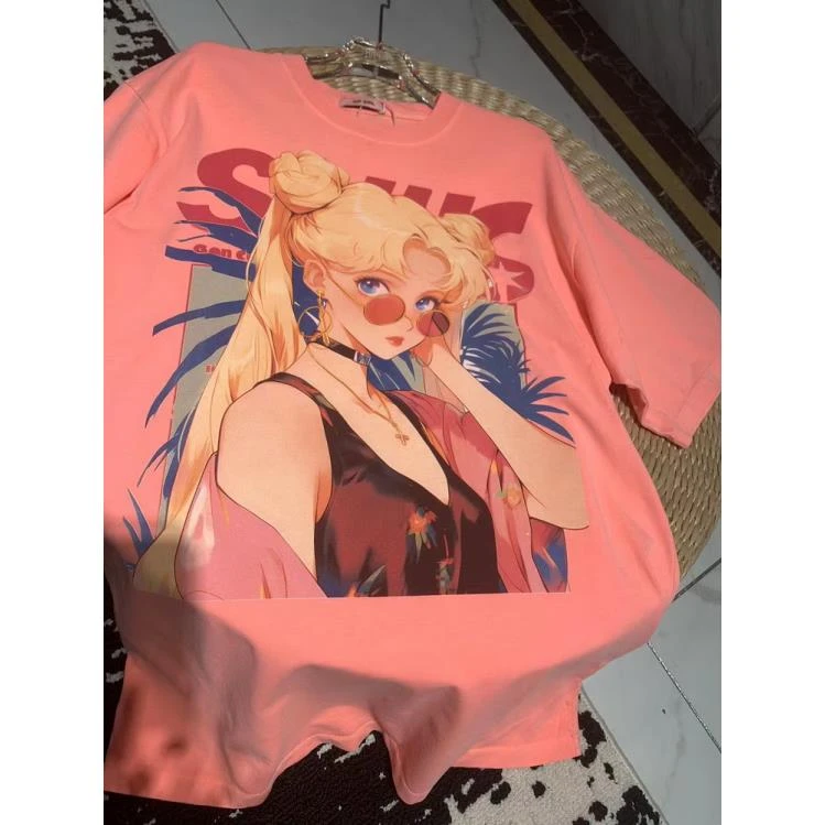 【1170粉色美少女】半袖花女短袖春夏2025新款宽松打底衫外内搭显瘦