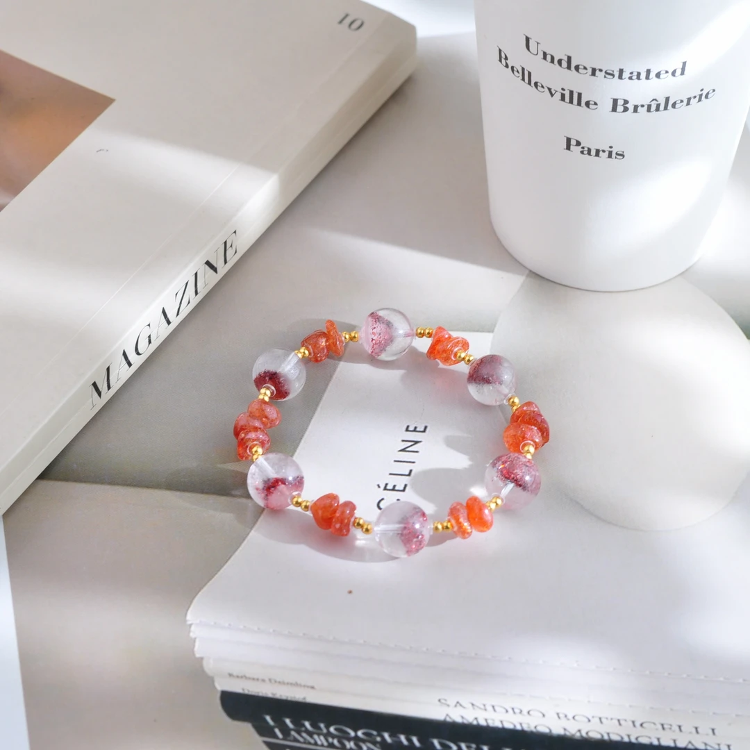 【金山在手】18K金草莓金字塔聚宝盆配爆闪金太阳毕业手串A1350115