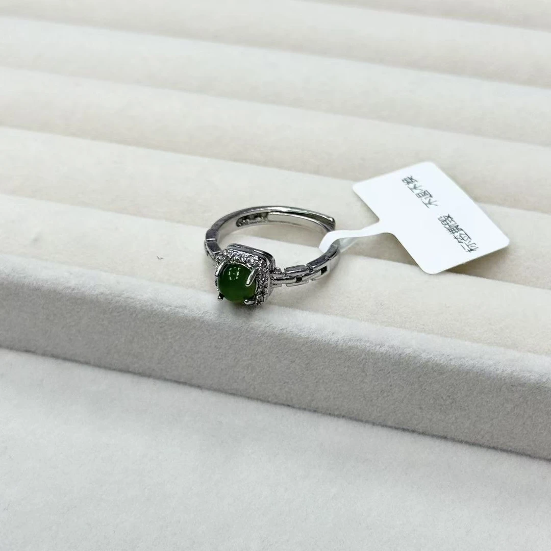 【花姐专属】2002 阳绿蛋面开口戒圈口可调节日常百搭首饰