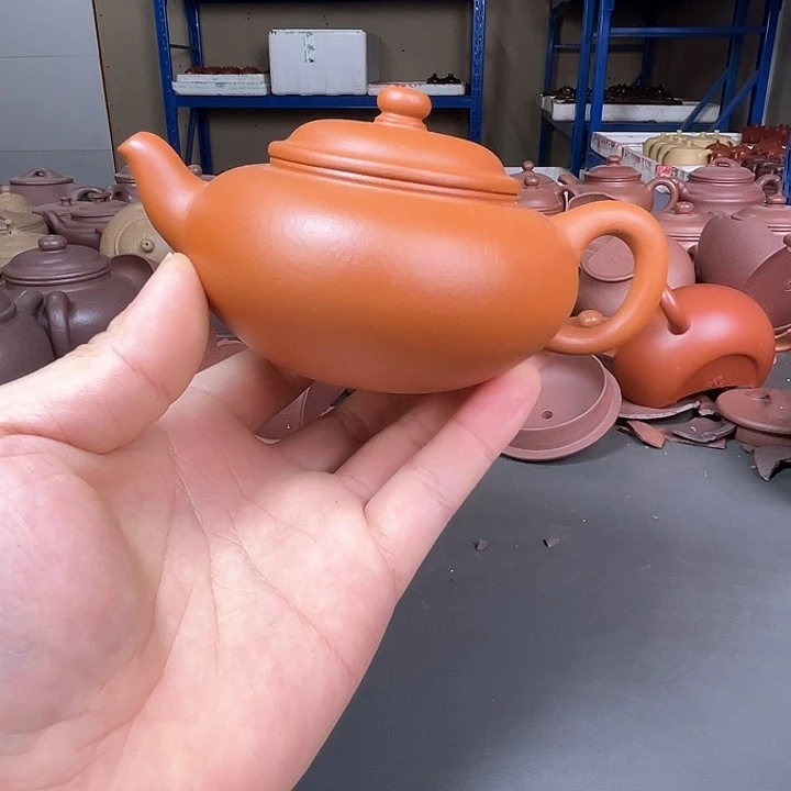 茶壶紫砂王慧朱泥扁笑樱