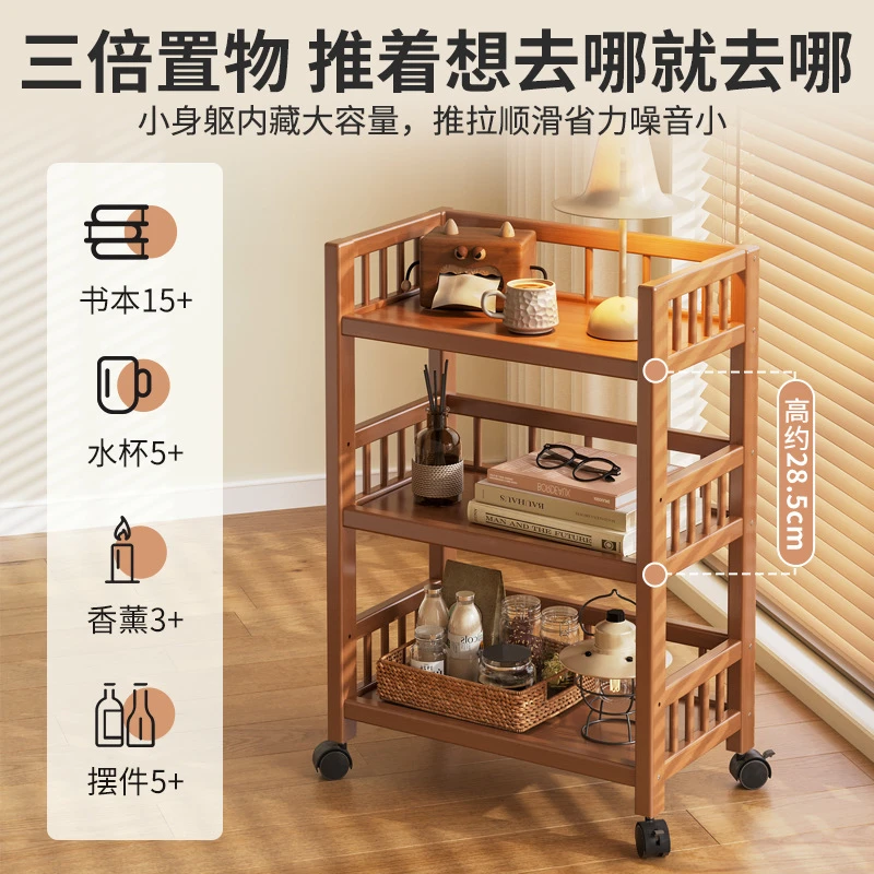 置物架落地多层收纳零食储物柜移动小推车家用厨房火锅多功能架子