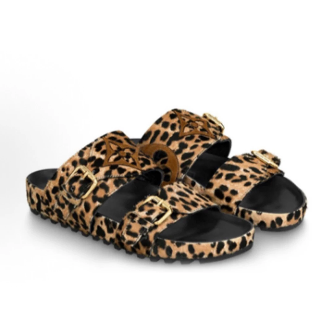 99新 LouisVuitton/路易威登 S103  一字拖鞋 女款 豹纹 35 36码