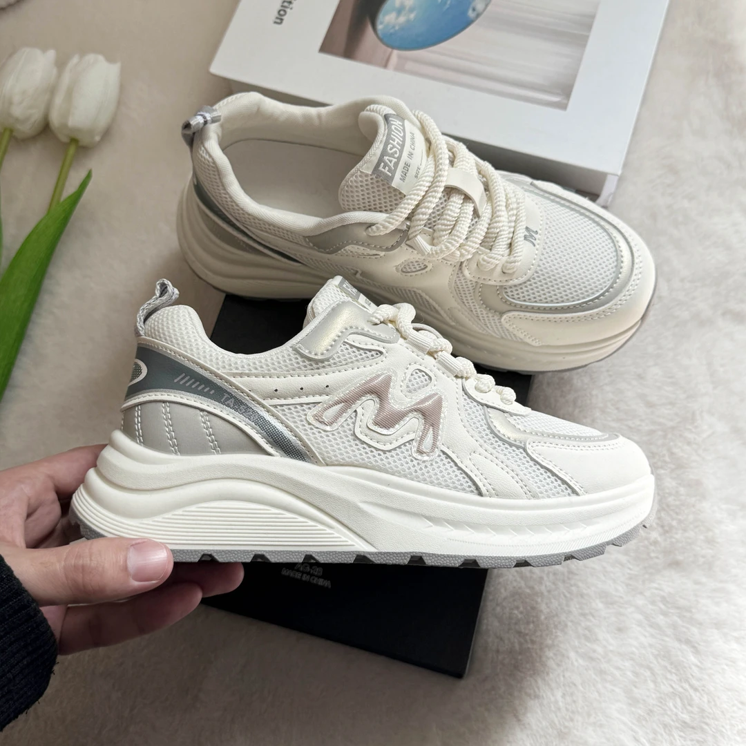 舒适感满满~25年早春新款超轻增高显瘦厚底网面老爹鞋71X2566