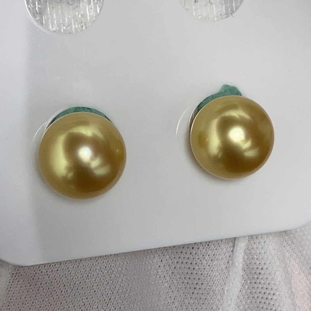 海水珍珠裸珠11-12金珠