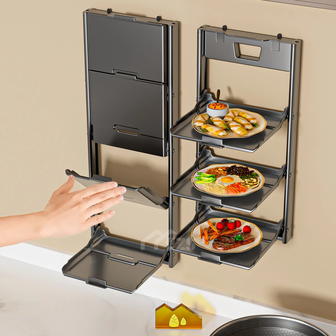 备菜置物架菜盘架备菜架厨房可折叠台面多层多功能配菜壁挂免打孔