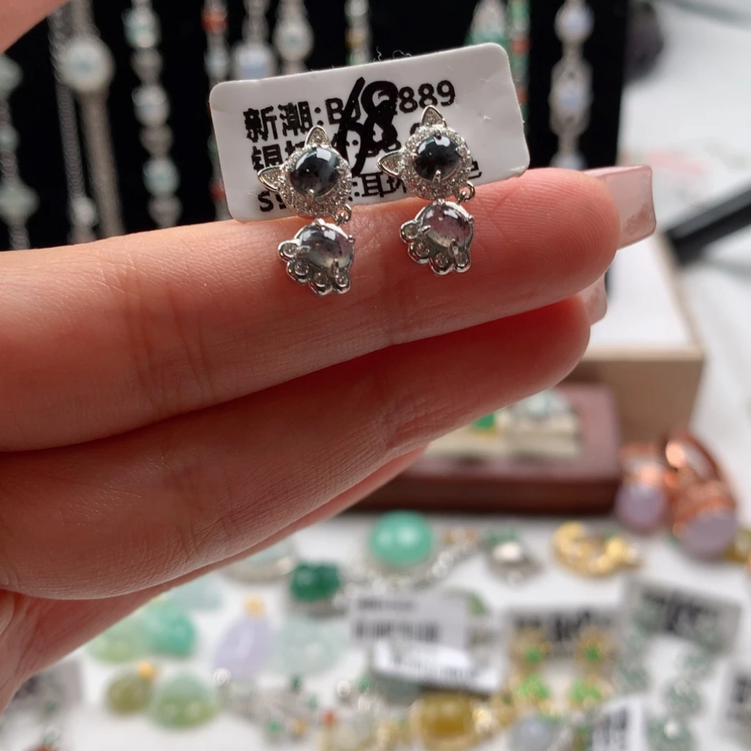 翡翠戒指银S925镶嵌233444