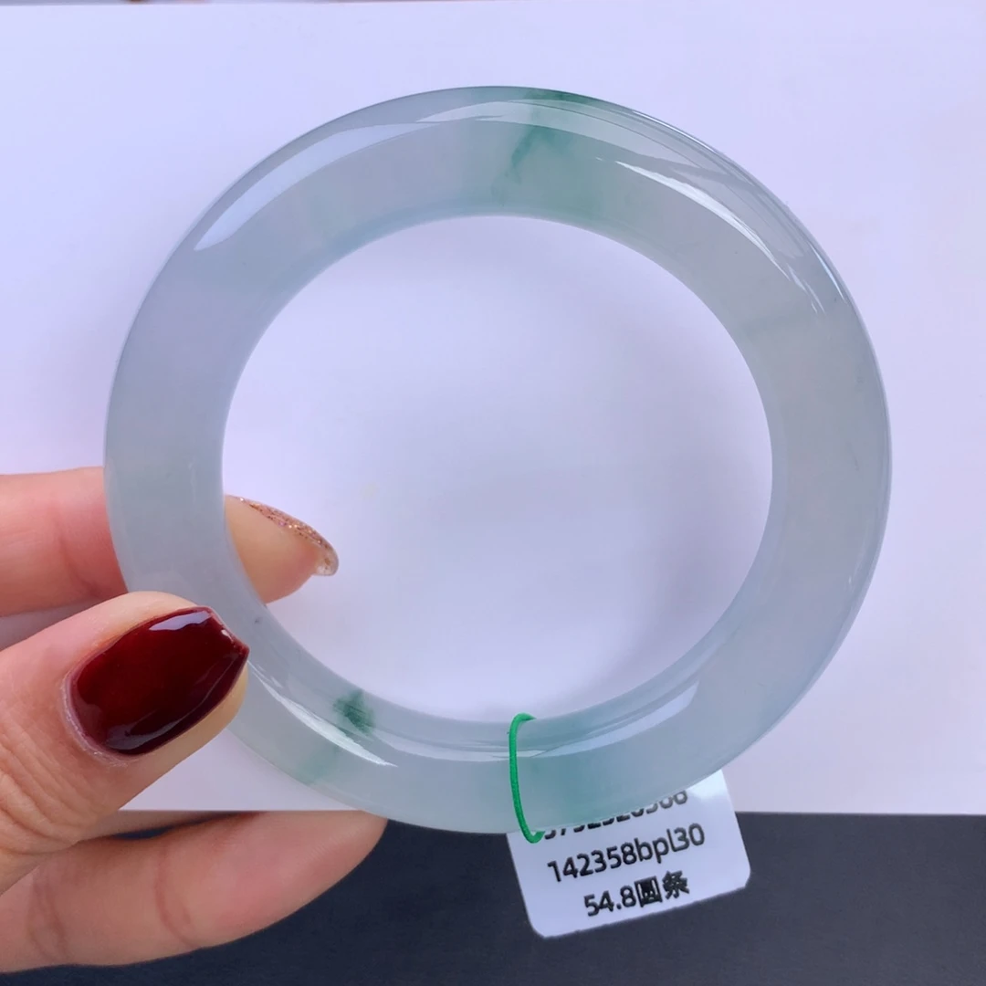 翡翠未镶嵌手镯冰胶飘花圆条手镯