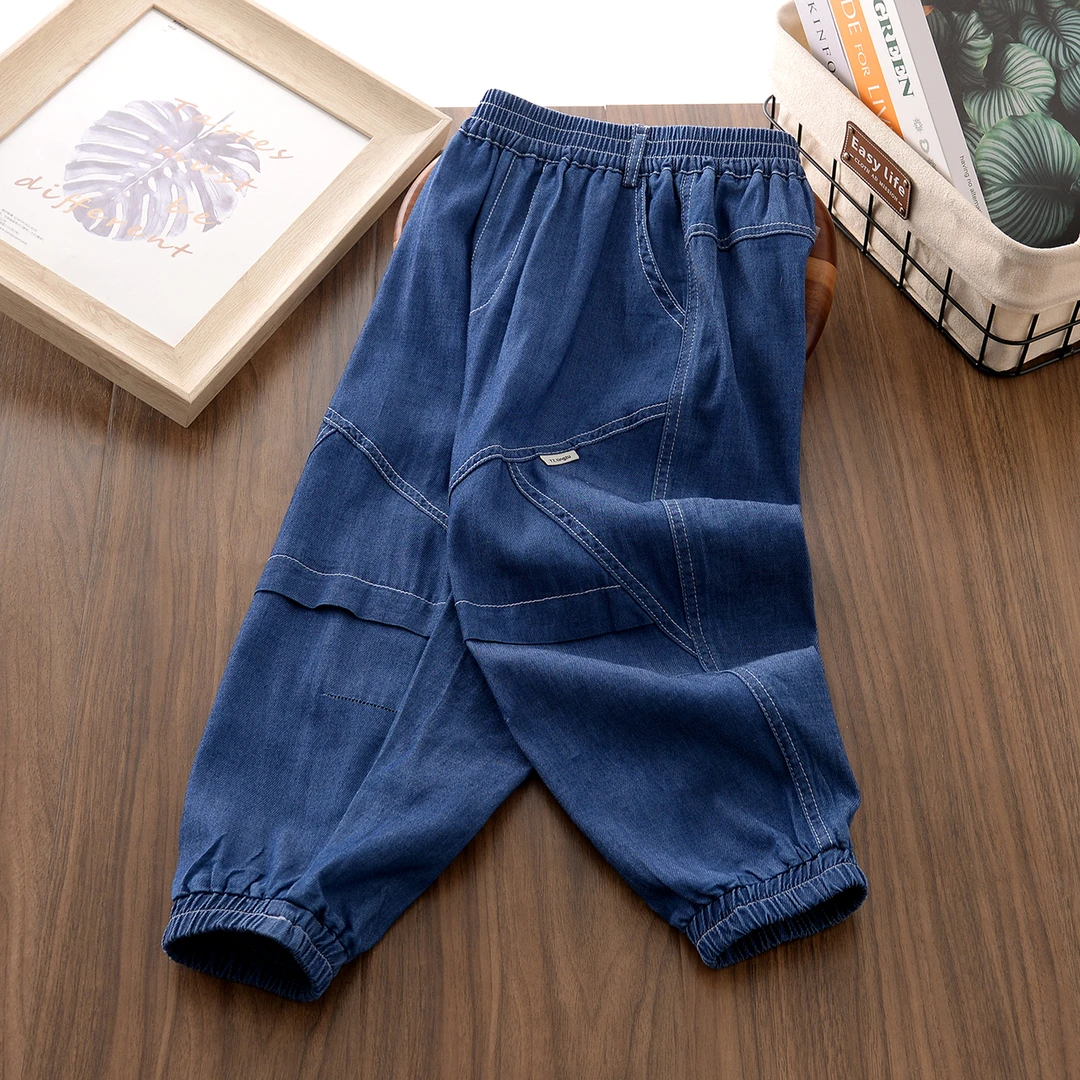 5SP90男童夏季休闲薄长裤中大童舒适透气软牛仔裤儿童百搭防蚊裤