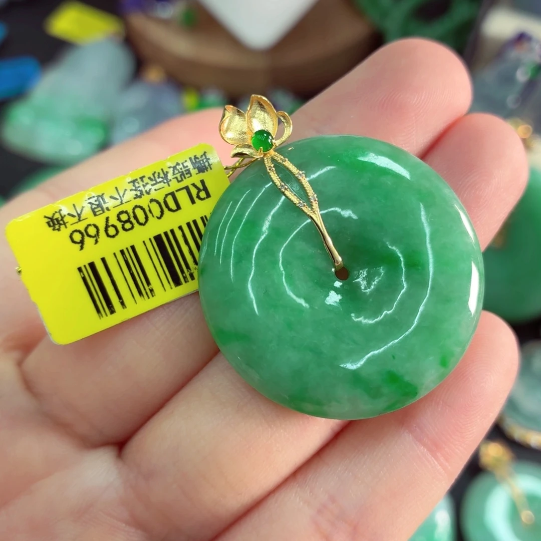 翡翠18K金镶嵌吊坠(不含链)