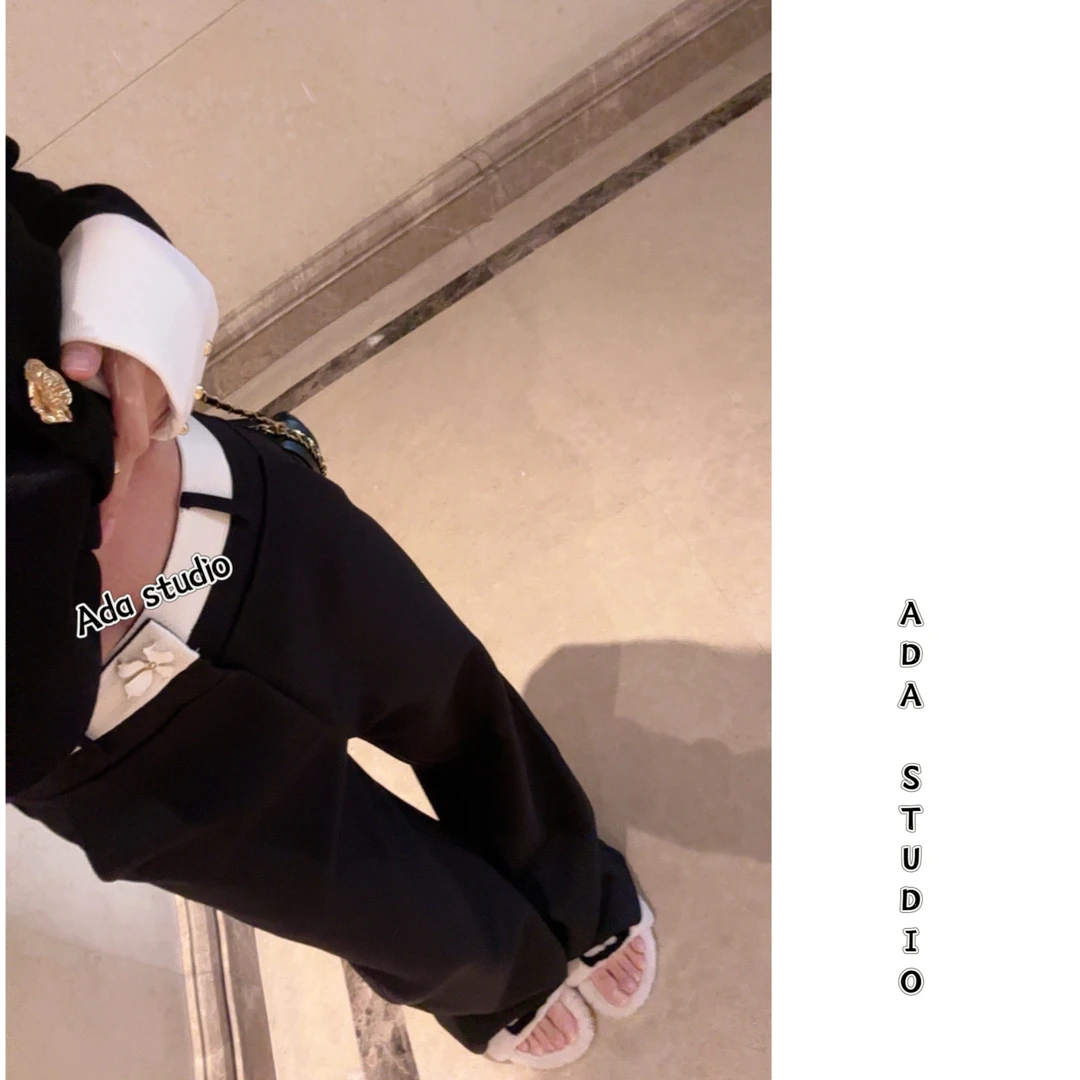 Ada定制【长腿制造机】时髦感酷girl休闲直筒阔腿裤长腿裤