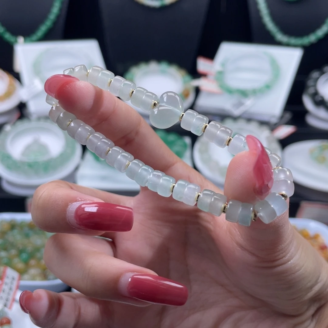 石英质玉（非洲翠）合金手串