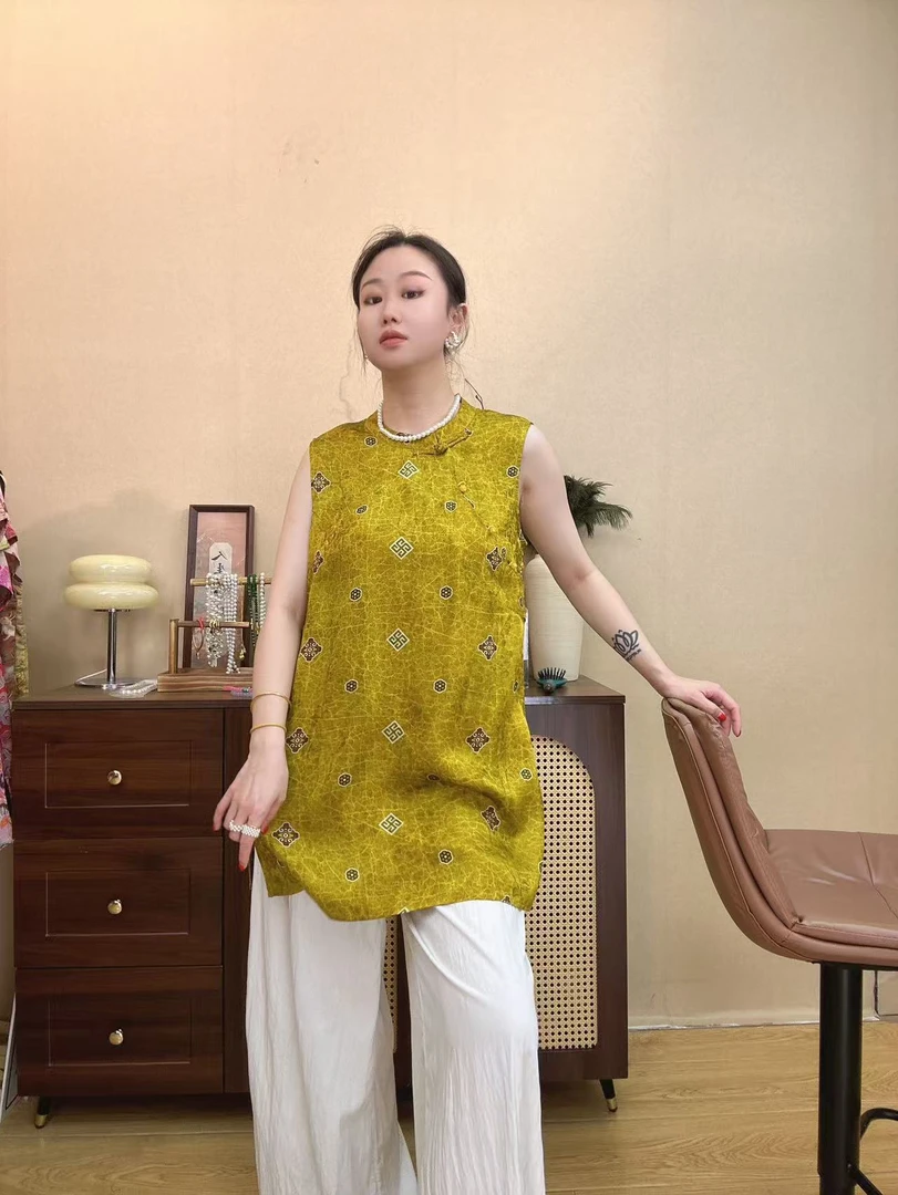 【澜公子9522】鎏金*春夏无袖气质百搭新中式国风中长款