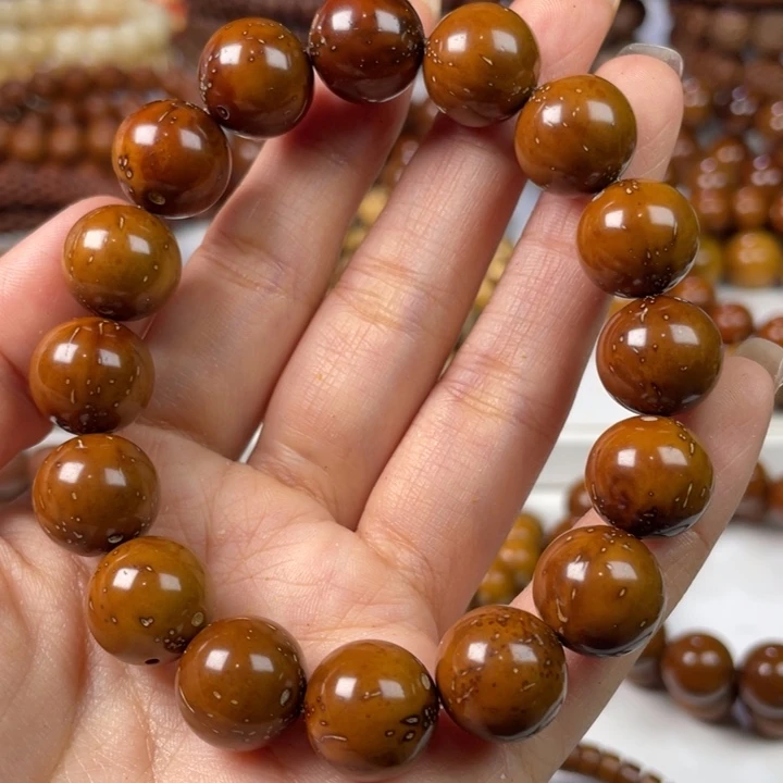 紫金鼠手串13.7尺寸练手瑕疵款（反油多棕线