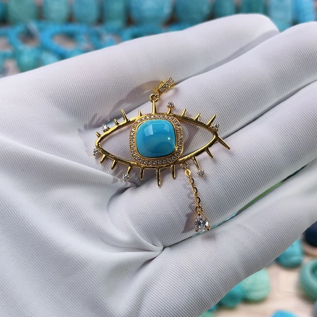 绿松石珠宝奇石18K金镶嵌