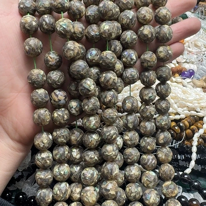 玛瑙/玉髓未镶嵌珠宝半成品一条13mm切面鲍鱼贝