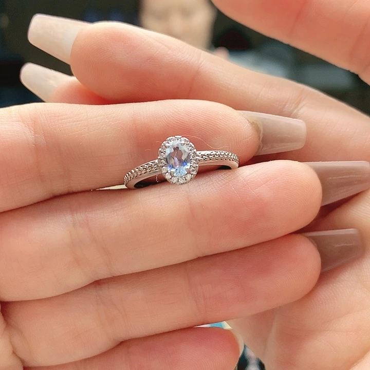 海蓝宝石戒圈银S925镶嵌