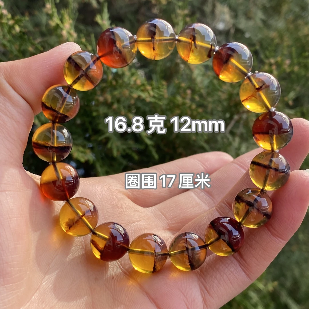 【小伊琥珀】16.8克植物一线天手串