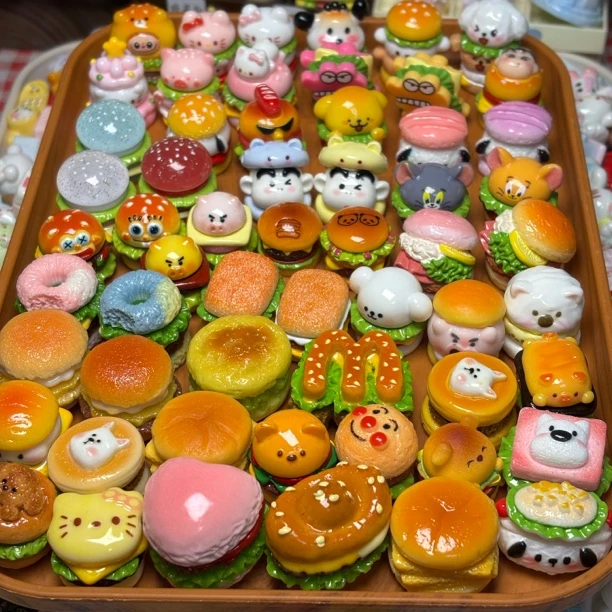 【汉堡对对碰】微缩定制可爱汉堡食玩创意树脂手工立体奶油胶配件