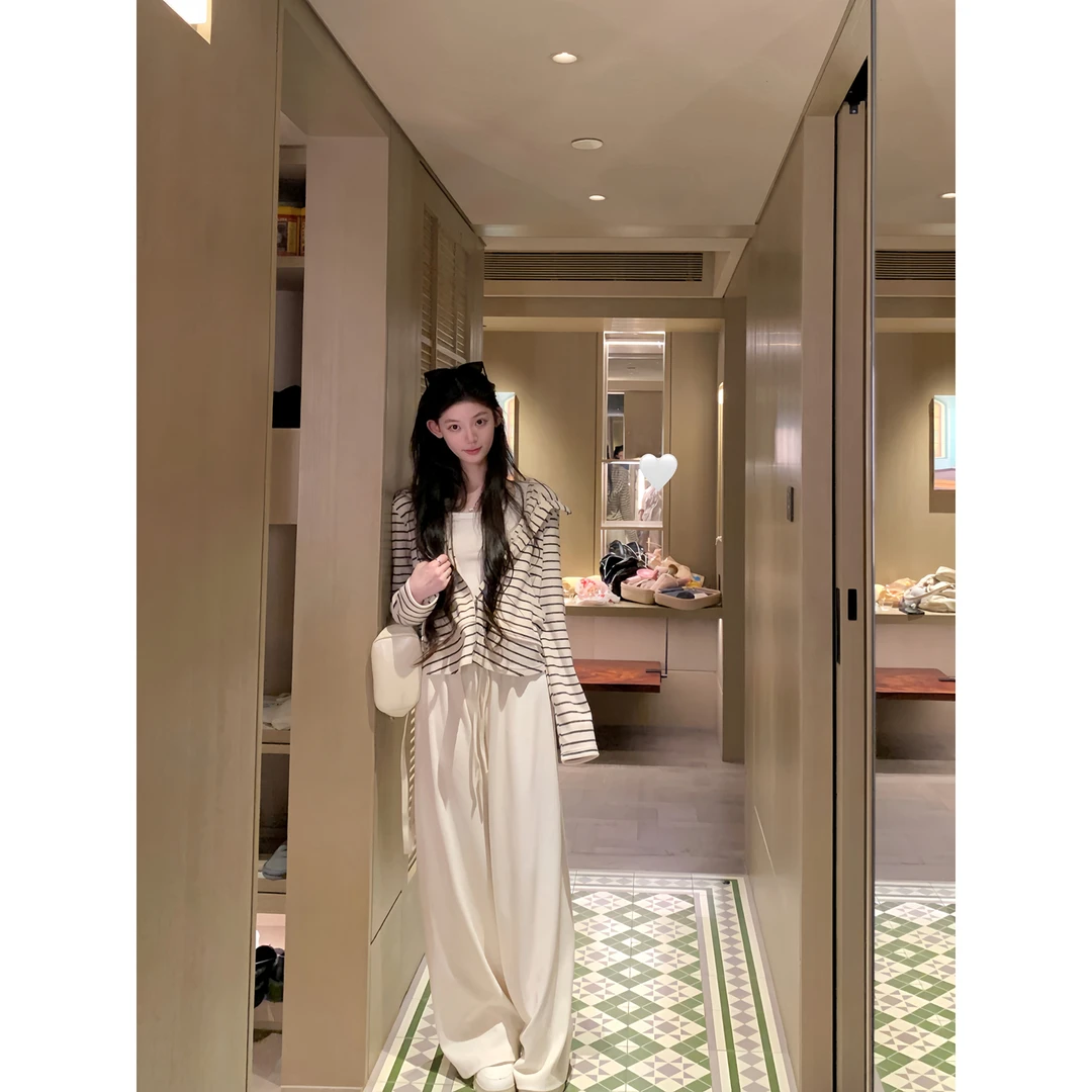白水女 绒绒糯米裤~好穿抽绳垂感直筒裤B50953714