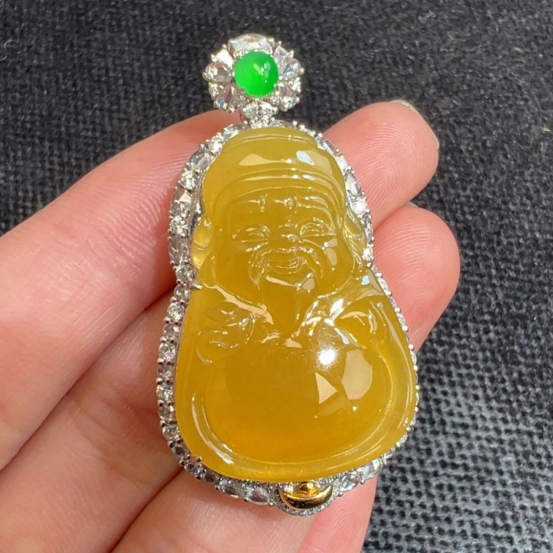 翡翠吊坠(不含链)18K金镶嵌收到货48小时鉴赏期