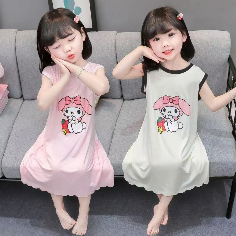 女童夏季冰丝睡裙儿童节薄款吊带裙女孩公主风睡衣夏天宽松家居服