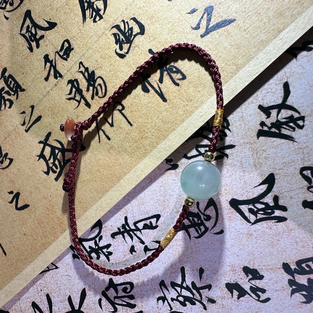 非洲翠高冰单珠手绳手链手串大小可调节手工编织时尚复古