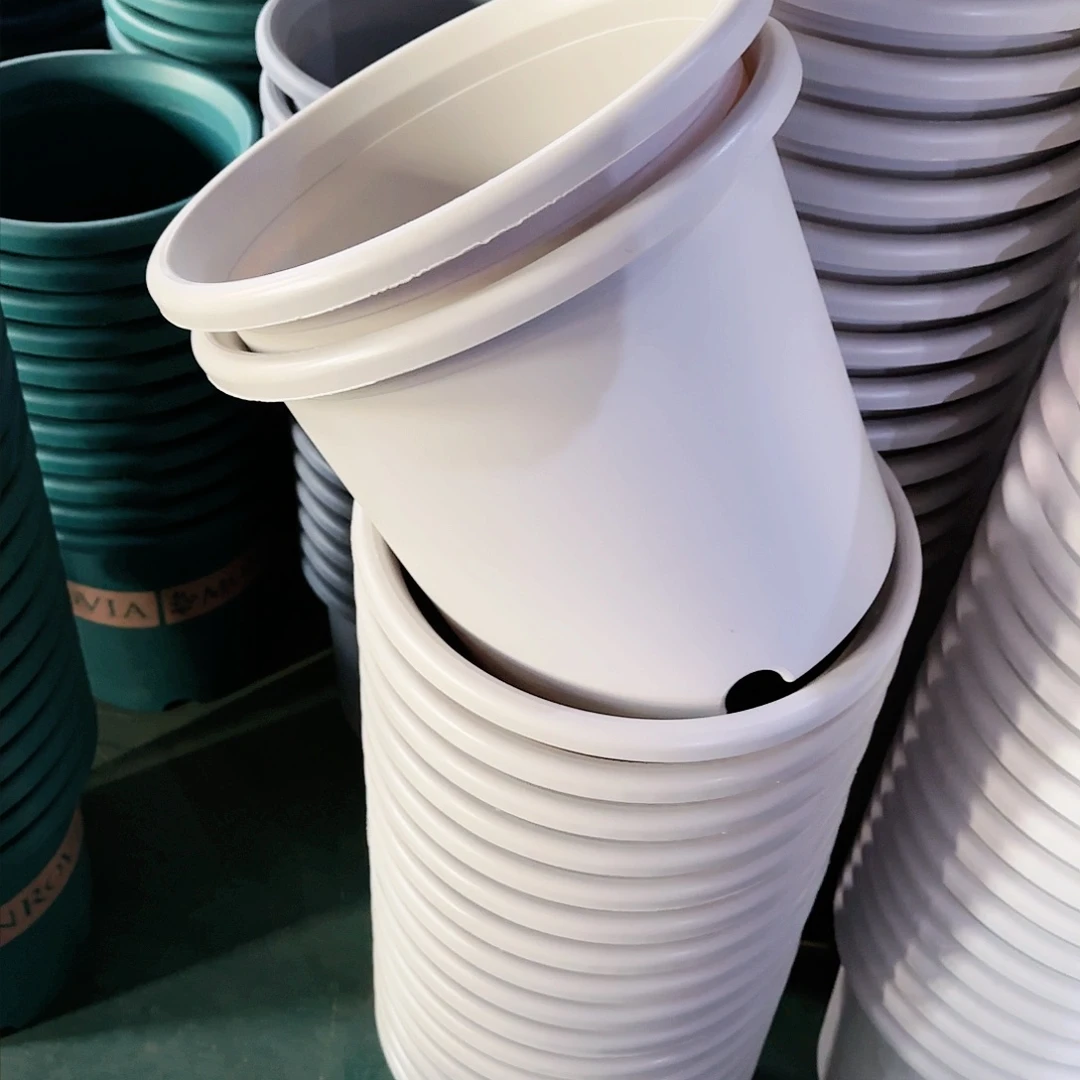 树脂四季盆6#无拖灰白5