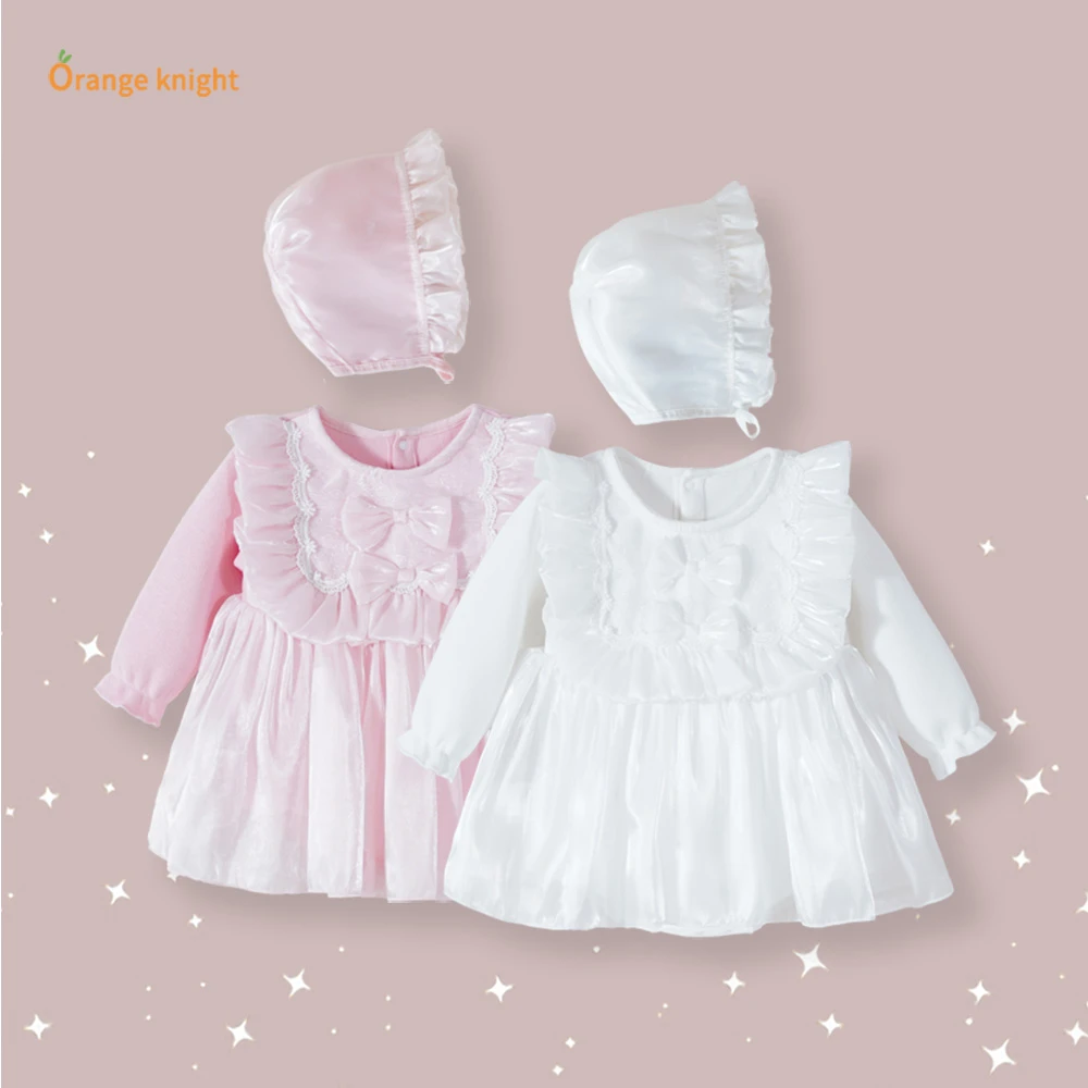 女宝宝连衣裙婴儿包屁衣秋冬蝴蝶结汉族裙子女童满月百天周岁衣服