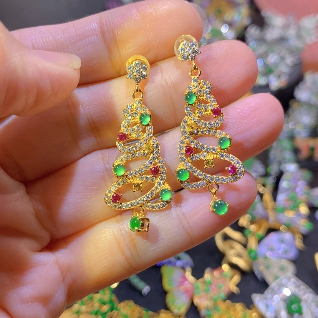 吊坠(不含链)银S925镶嵌翡翠