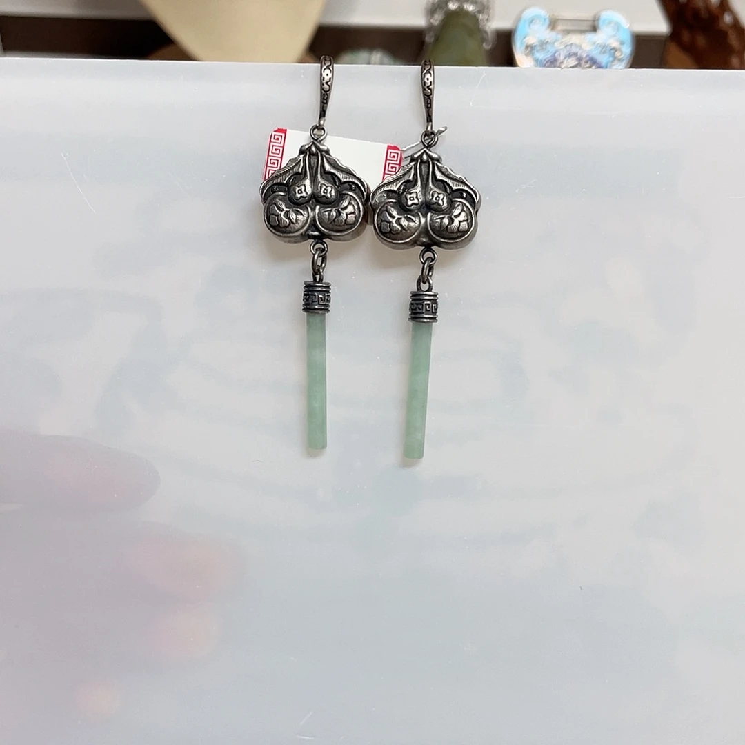 足银足银錾刻配饰耳环