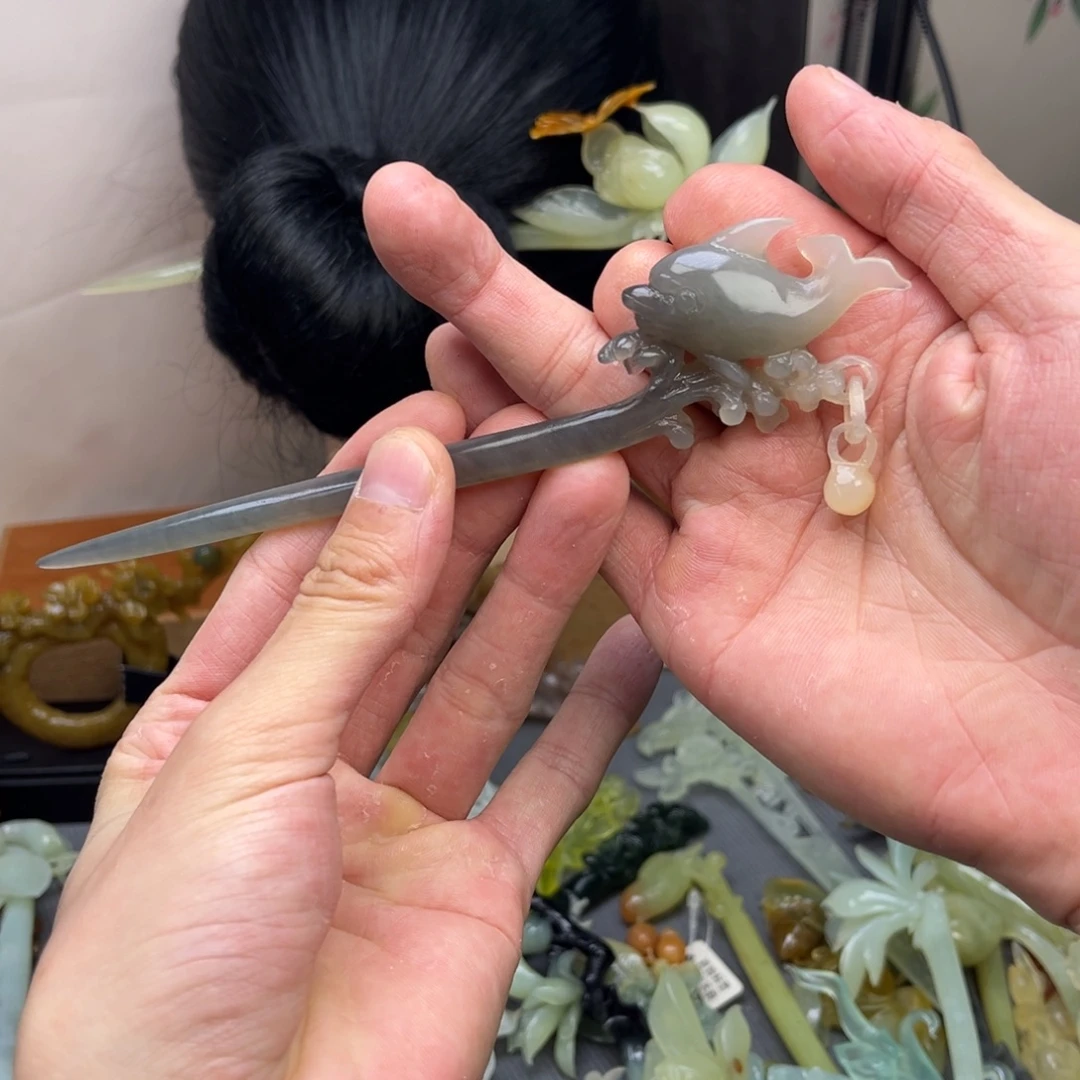 蛇纹石玉合金发饰