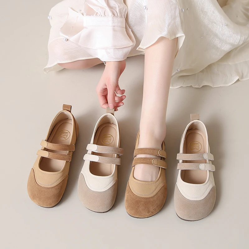 2025新款魔术贴玛丽珍单鞋女春季新款平底丑萌泡芙鞋软底勃肯鞋