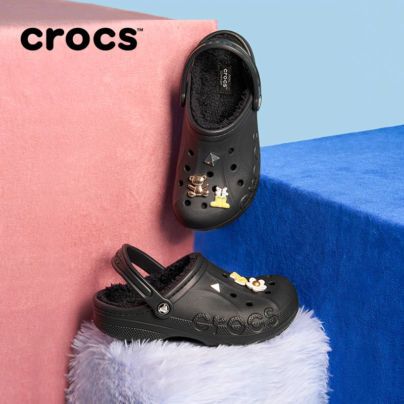 CROCS/卡骆驰【贝雅暖棉-2鞋花BJ套组】秋冬暖棉加绒洞洞鞋|205969