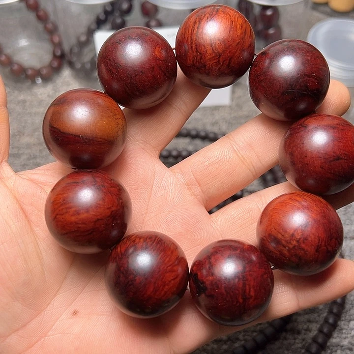 藤类海南红降花梨公3.0圆柱横纹小微瑕