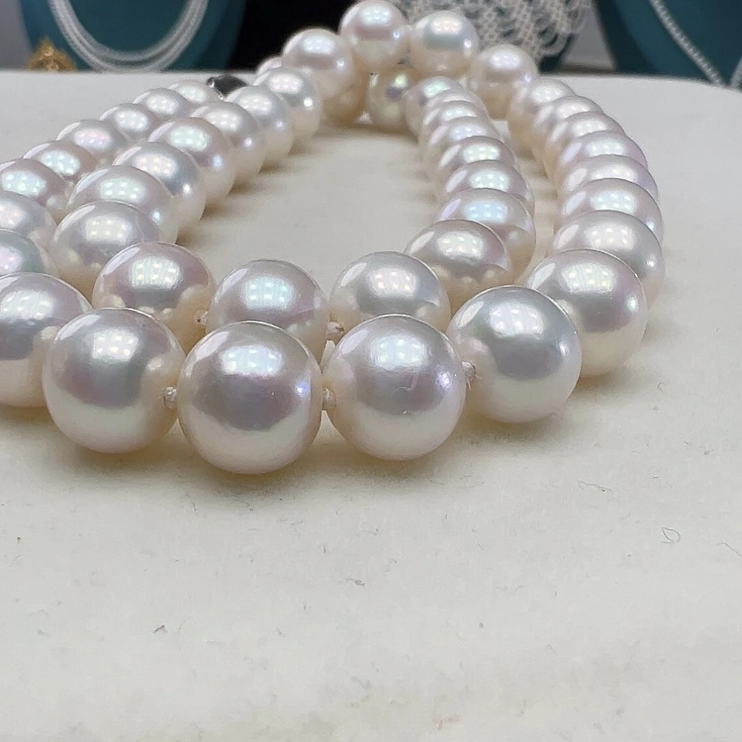 银S925镶嵌淡水珍珠颈饰➕9-10高品极光炫彩