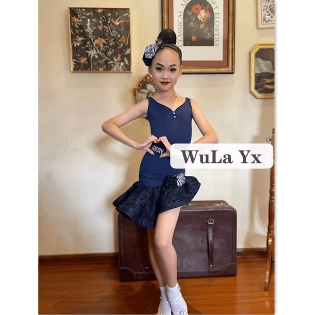 女童拉丁舞练功服夏季2025新款高级感专业表演出服少儿比赛套装裙