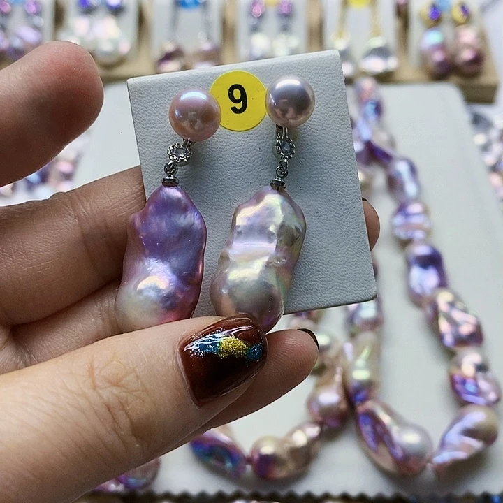 银S925镶嵌耳饰淡水珍珠品****览