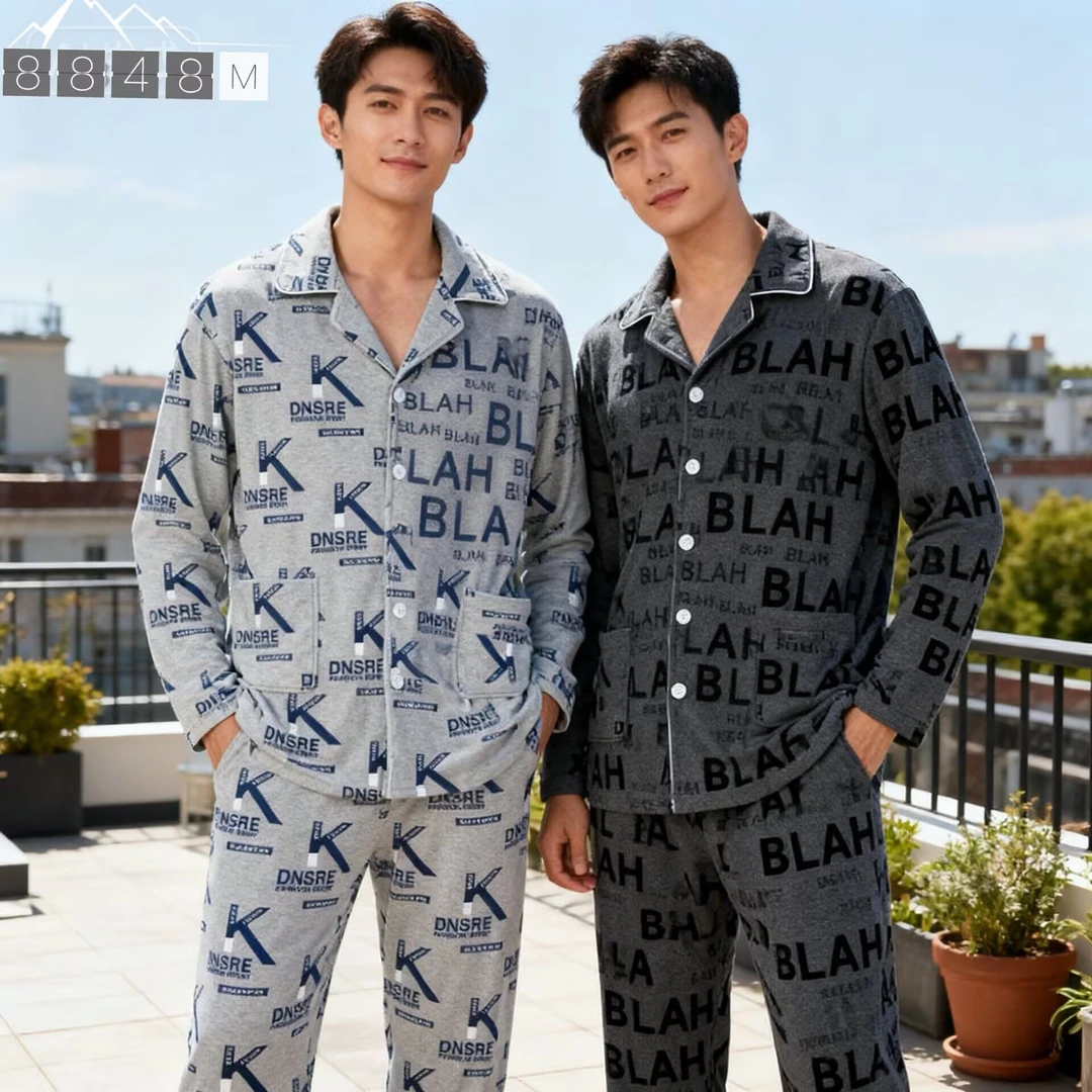 小胖【棉仔绒男款加厚绒】加肥加大棉仔绒睡衣套格子秋冬男装家居服