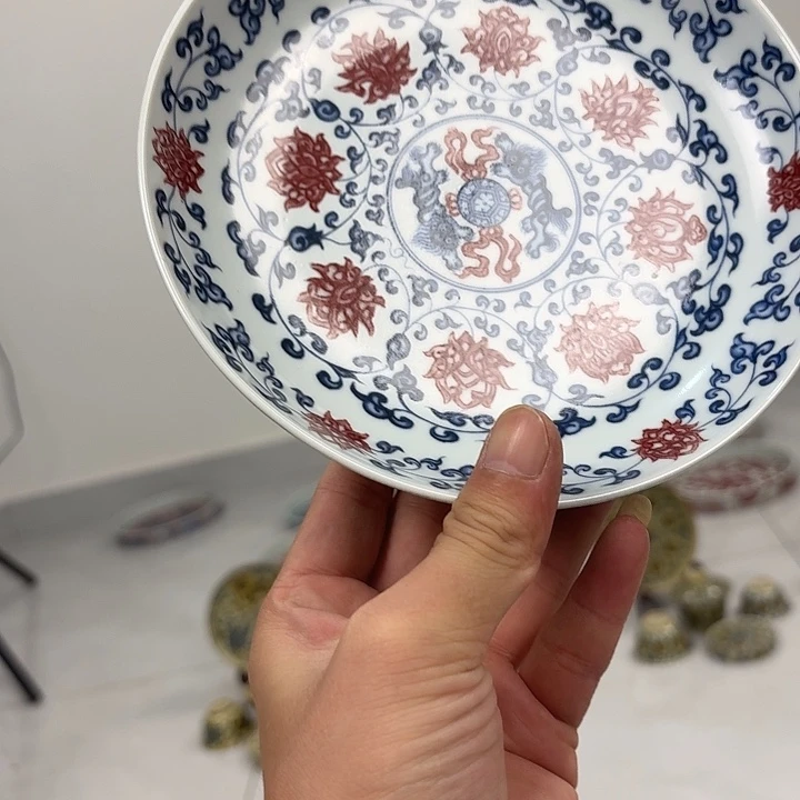 瓷片釉里红缠枝莲大胡乘景德镇