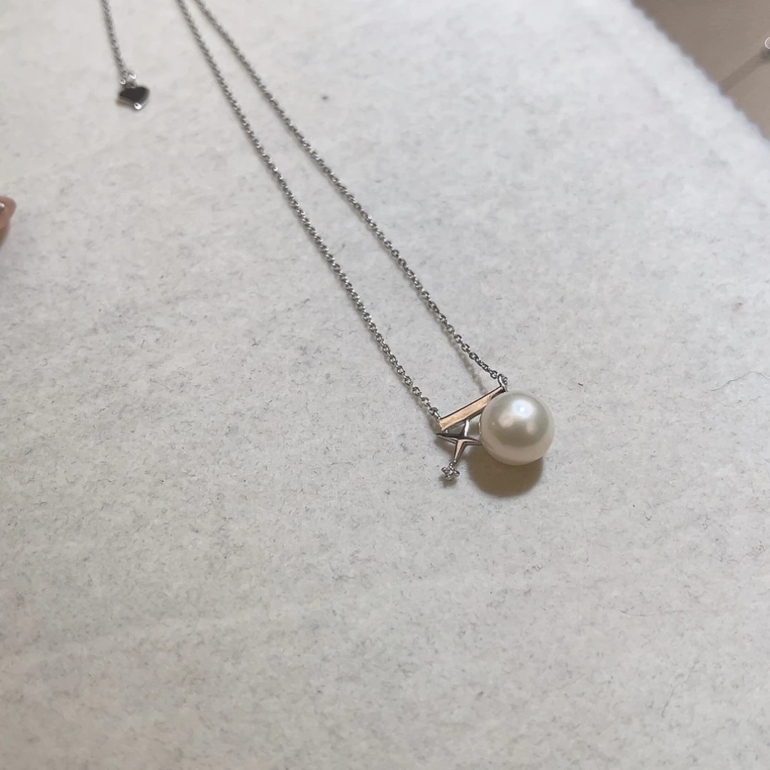 淡水珍珠颈饰银S925镶嵌有瑕疵介意勿拍