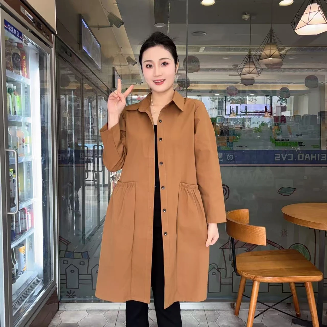 【运费补贴】春秋装女新款时髦风衣女中长款春秋洋气大码薄款外套5