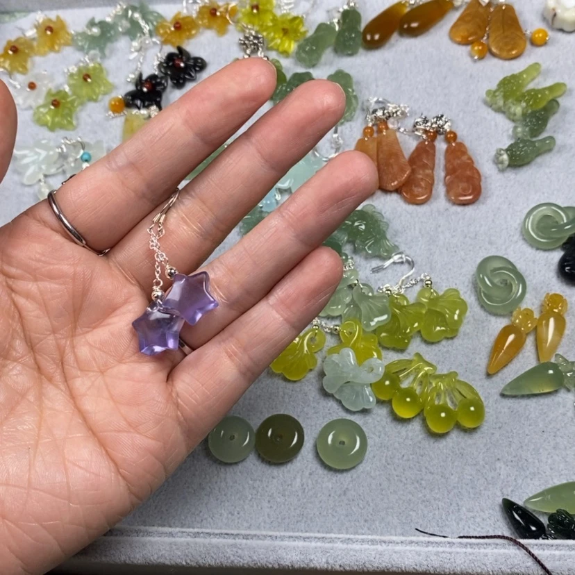 【闪购商品】萤石挂件耳饰耳环项链未镶嵌